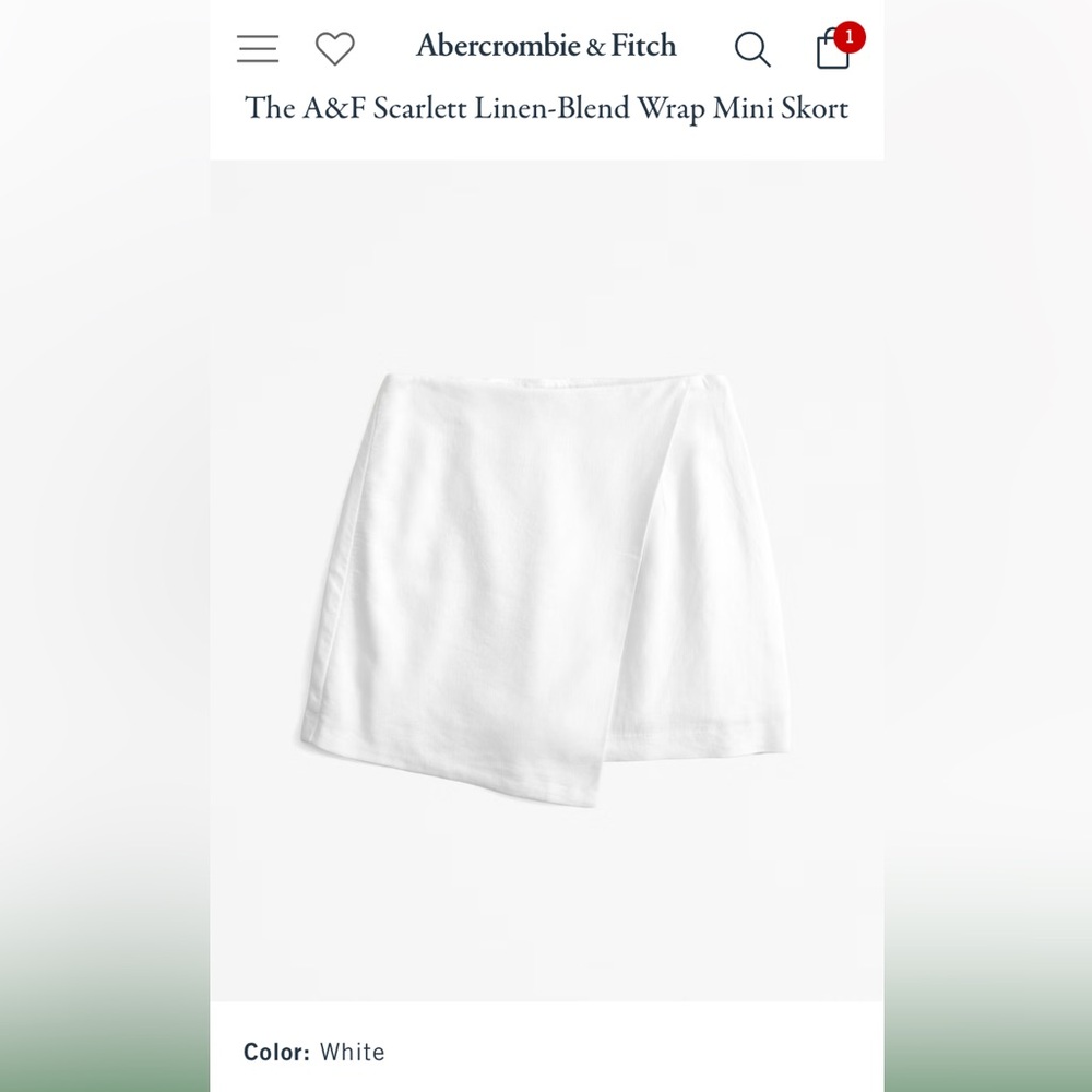 Abercrombie & Fitch Scarlet Mini Linen Skort in white size Large
